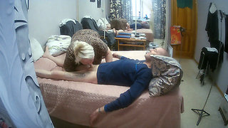 My stepmom interrupted my hand job, gave me a deep blowjob and swallowed my cum