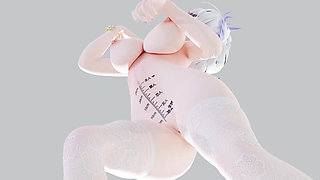 [mmd] Brilliant Marionette Black and White Erotic Fun Nun Meat Urinal Lewd Pattern Thong White Tiger Pussy