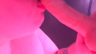 Messy BBW Gagging on Dildo