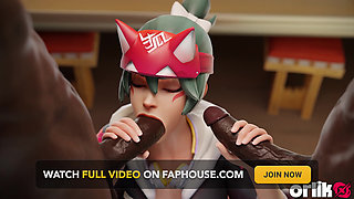 Tracer & Kiriko - Big Black Cock Sloppy Blowjob & Cowgirl 3D Animation