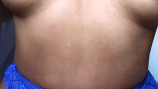 Blue lingerie model enjoys solo anal toy pleasure