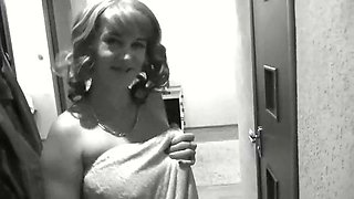 Pizza delivery guy brought pizza His met by naked owner sexy blonde MILF without panties and bra. Shower. Ass mature Tits Pussy