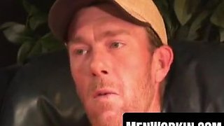 Mature batty boy peels off after the dialogue and strokes off