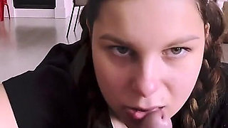 Amateur Wife in Pigtails Swallows the Big Load
