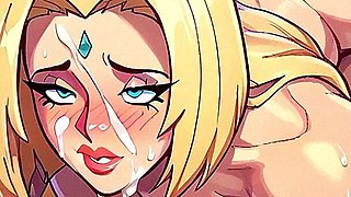 Ai Generated Sex in the Cave with Aliens and Blonde Woman, Hentai Anime Cartoon, Blowjob, Curvy Cock Anal and Vaginal Creampie