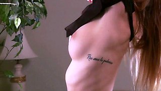 Redhead Babe Lingerie Finger Fucks Tight Pussy