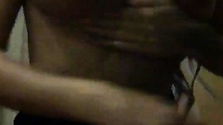 Brunette with big boobs teasing on webcam