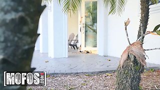 Mofos - Ryan Keely puts on a underwear and High Heels, then slips her panties to the side to rail a Big Cock