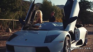 Big cock bf fucks blonde girlfriend on a ranch