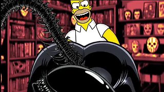 Halloween Hentai: Alien Simpsons Wife in Latex Costume Fucks Husband Hard in Wet Pussy