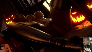 Halloween Succubus Gets Her Bald Pussy Creampied, Gemma Gets Her Face Covered with Cum