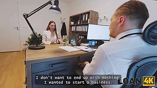 Loan4k. she came for currency, she got a fat clerk\u2019s cock very first