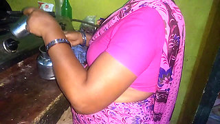 Indian Hot Housewife Romance Hasband in Kitchen