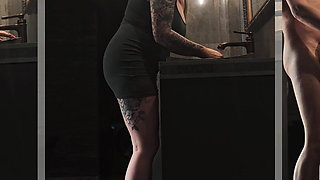 A Camera in a Public Restroom Catches a Strange Man Fucking a Girl Who Is Washing Her Panties.
