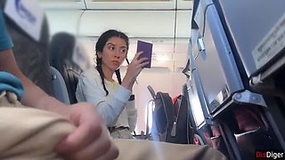 Public Dick Flash on Airplane - Cute Brunette Makes Me Cum in 2 Minutes POV