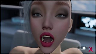 Space station encounter ends with messy climax across her chest