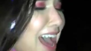 College Girl Takes Cumshot On The Hood Of A Car At Rave