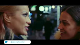 Dark haired Alyssa Reece & blonde Cherry Kiss dirty lesbo drool have fun spit in mouths Pussy Licking intense climaxes – benefit monkey