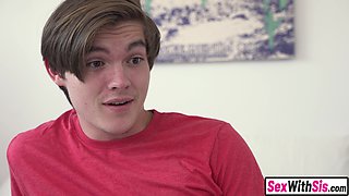 Teenager stepsis and bestie ride her stepbro