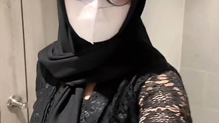 Sexy kebaya hijab playing in the toilet