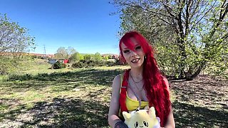 Outside Pokemon Battle Ash and Misty gets Hot an Wet