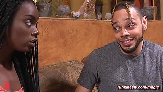 Ebony mom Ana Foxxx bound and gang got laid