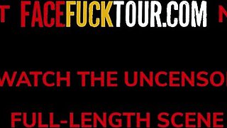 HUGE-BOOBED LATINA TEENIE Slobbering On Her Knees Gets Harsh GARGLE For The Job
