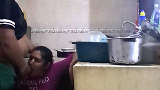 Employee Fucking and Sucking When She Washes Dirty Dishes