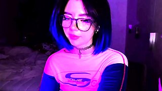 Neon Purple Babe Teasing and Posing in Lingerie