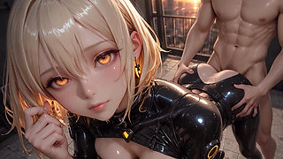 Vega Stone Holds Her Ground Above the City, Muscles Set, the Orange Sky Igniting Her Fierce Stare - Ai Generated