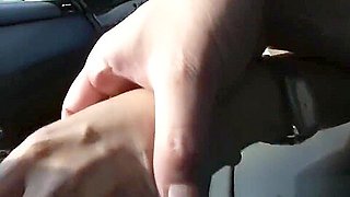 Cute Asian brunette teen 18+ fingered after blowing in the car