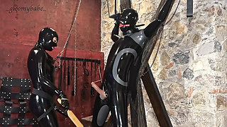 Punishment in the cross T2, edging play - Alex Latex