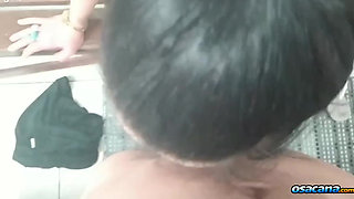 In the Bathroom of the Gym, the Cleaning Lady Sucks Until She Expresses Milk