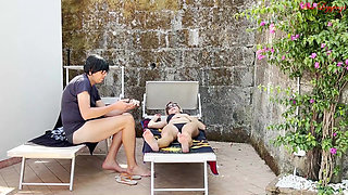 Eager Stepmother Gets Excited to Provoke the Virgin Guy on Vacation