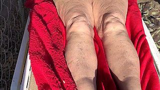 Fan Request Granny Naked in Sun Shows Dirty Rough Soles & Toes GILF