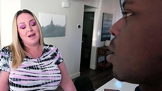 Curvy cougar can't contain her lust for big black cock