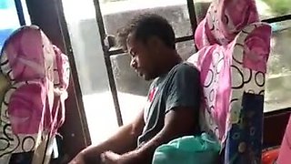 Kinky Indian dude jerks off and cums in the bus