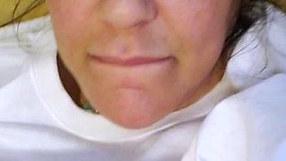 Beautiful Brunette Big Boobs Rides Fake Cock