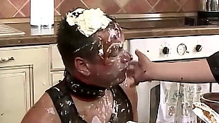Submissive Slave Covered in Messy Delight