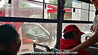 Teen Latina Fingered in Public Bus - Guys Jerk Off & Cum on Her Skirt