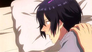 Dominant anime boy bends nerdy uke for raw doggystyle