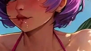 Giant Tittied MILFs Breastfeed Lesbians on the Beach