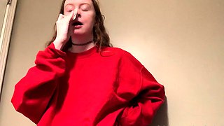 Close up teen foot worship