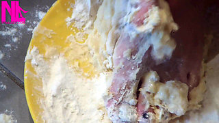 Making Dough for Pasta with My Bare Feet