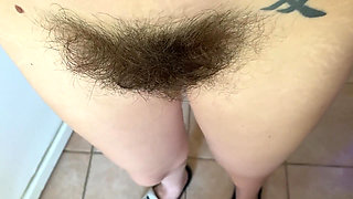 Hairy pussy POV closeup