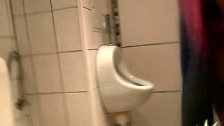 German MILF POV fucked in public toilet