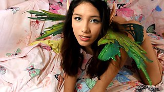 Big tit brunette sucks a big cock POV