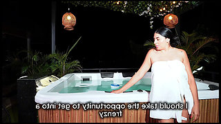 Melany Latina Fucking with Her Boyfriend's Best Friend in the Jacuzzi