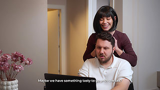 Secretary Marimoore Deep-throats a Cock and Has Rough Sex with Her Boss While His Wife Is in the Next Room