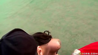 Bridgette B And Angelina Valentine - Busty Sluts Share A Cock Outdoors